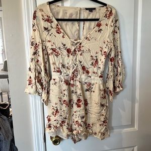 Ae Cross Front Bell Sleeve Floral Romper size small